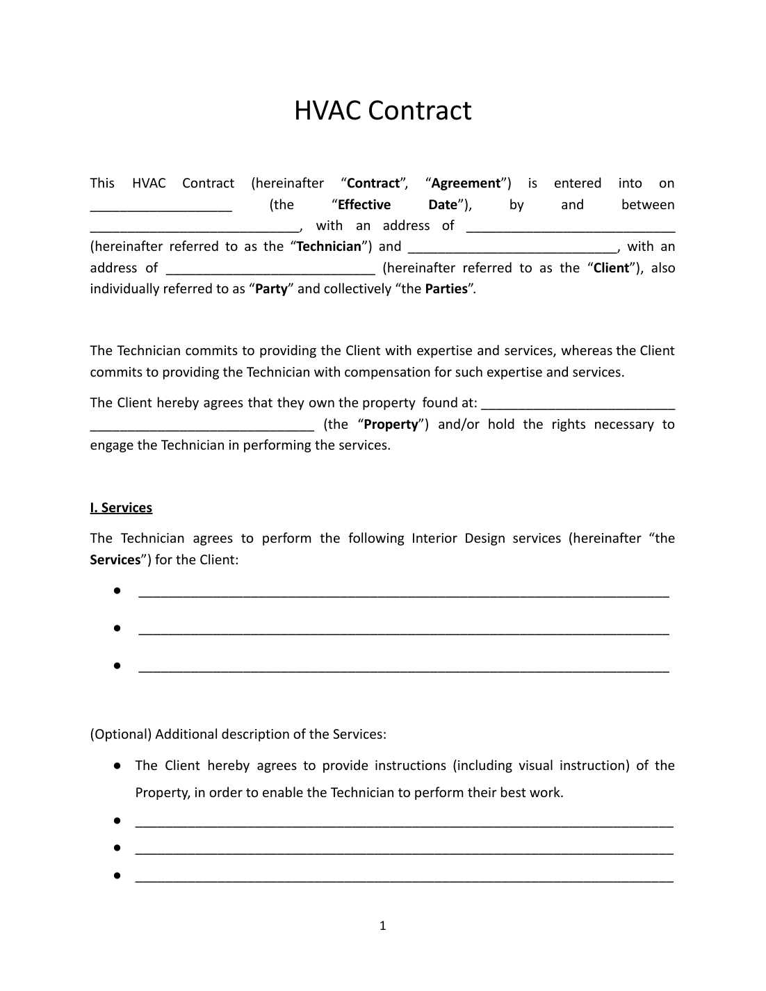 HVAC Service Contract Template preview