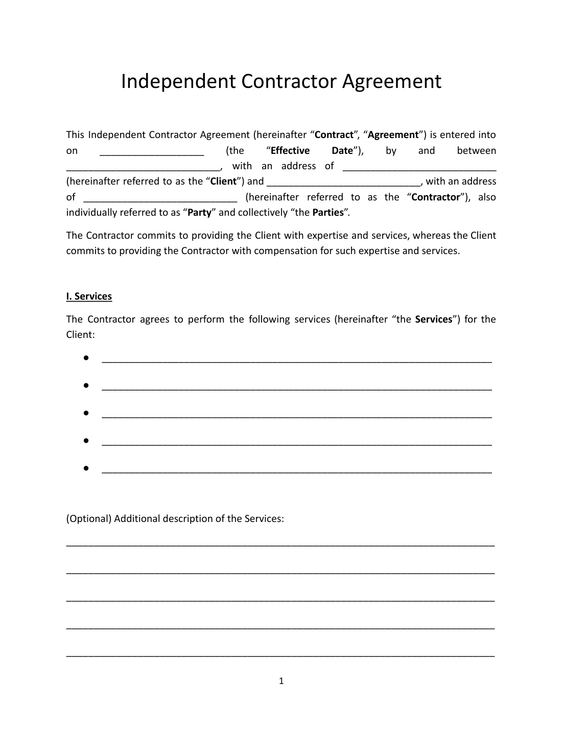 Independent Contractor Agreement Template preview