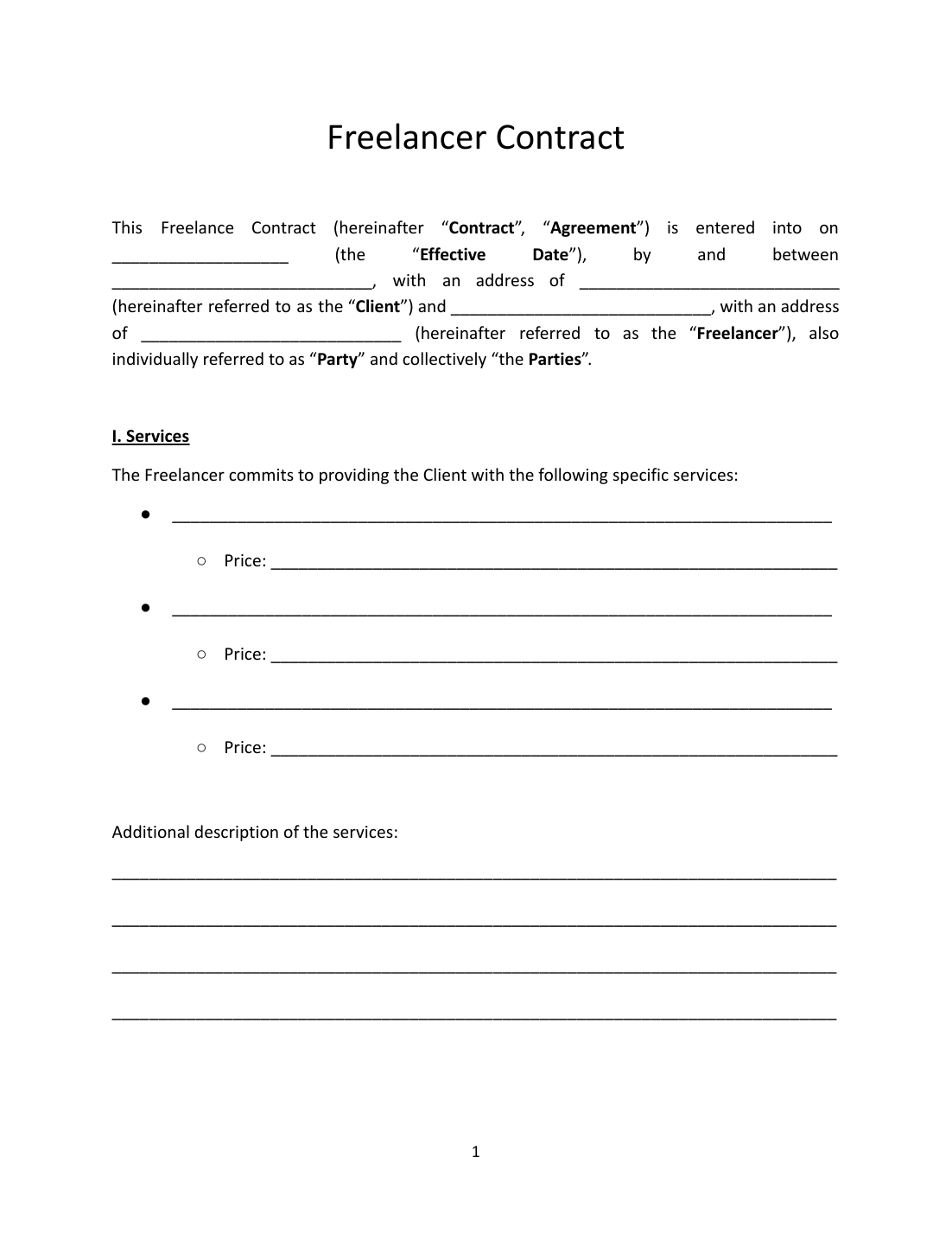 Real Estate Freelance Contract Template preview