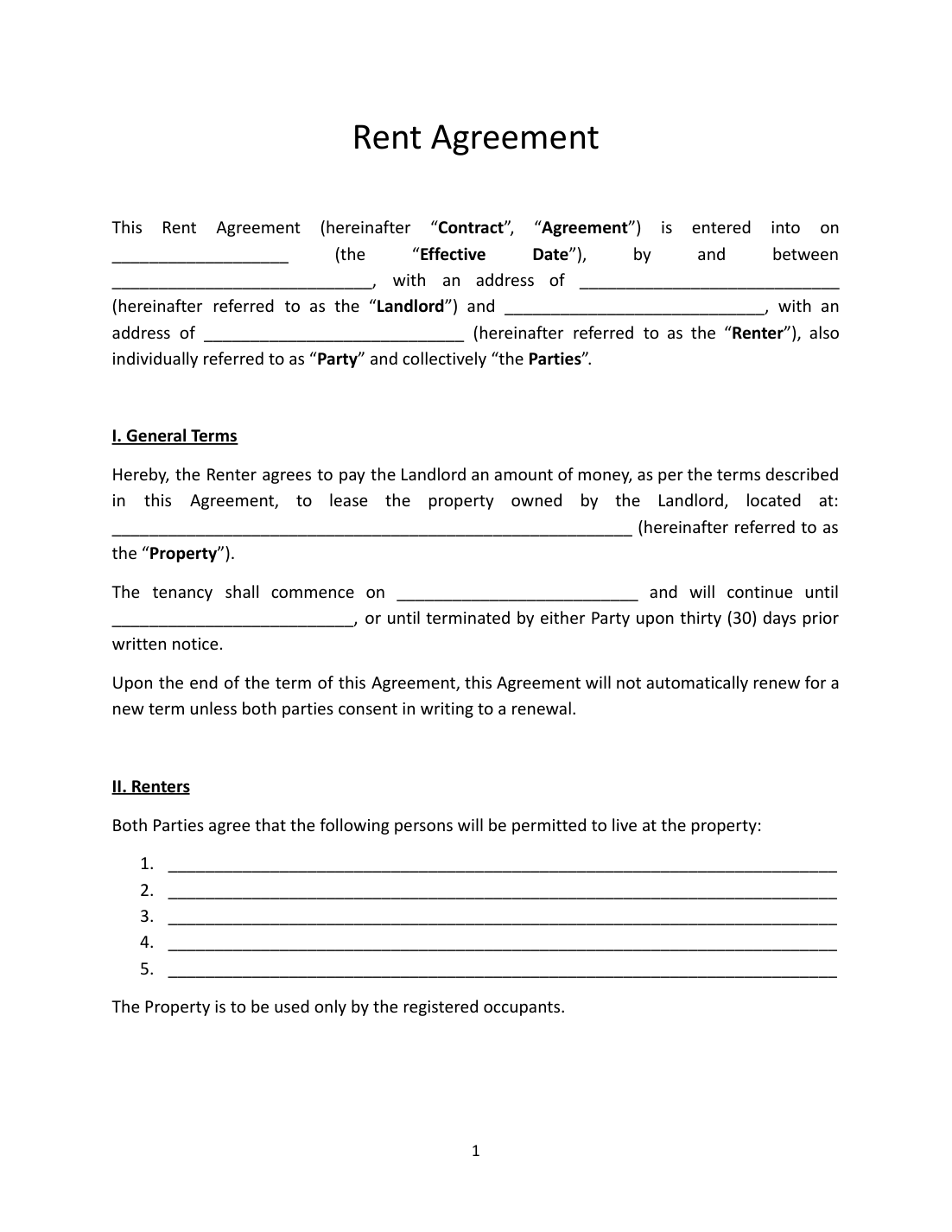 UK: Free Rent Agreement Template preview