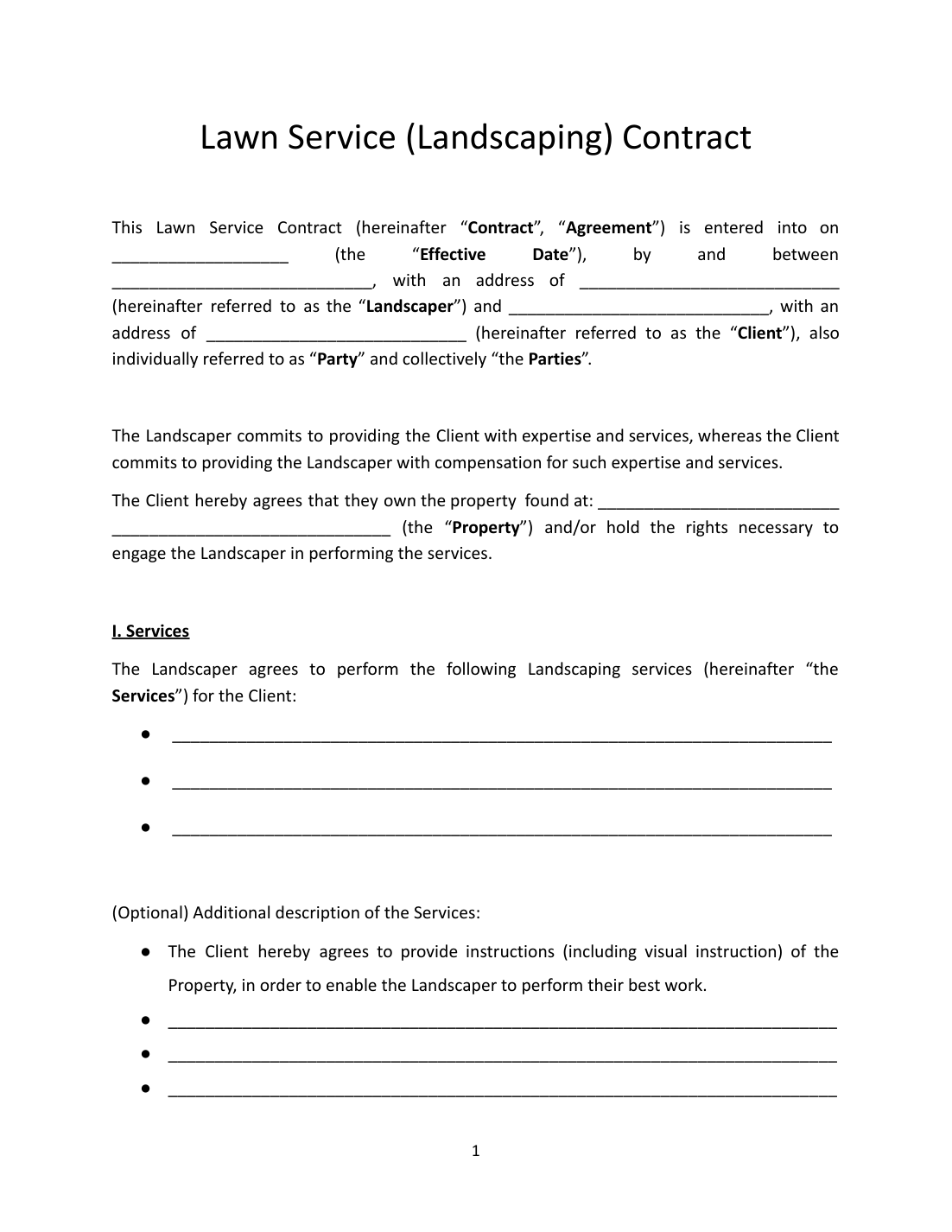 Lawn Service Contract Template preview