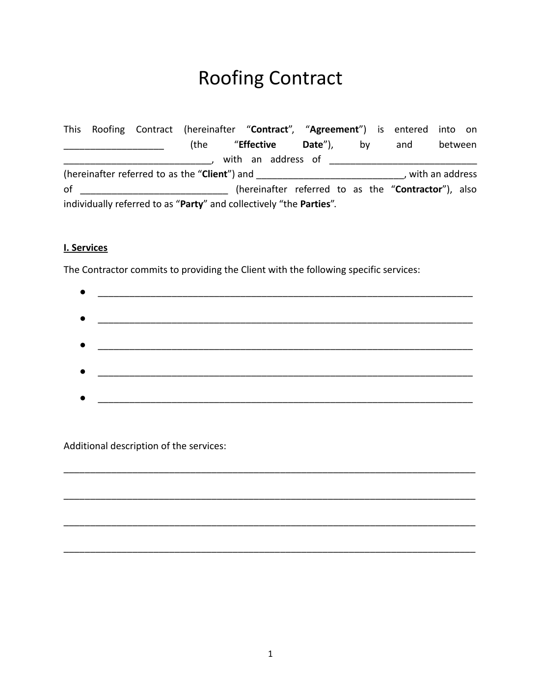 Roofing Contract Template preview