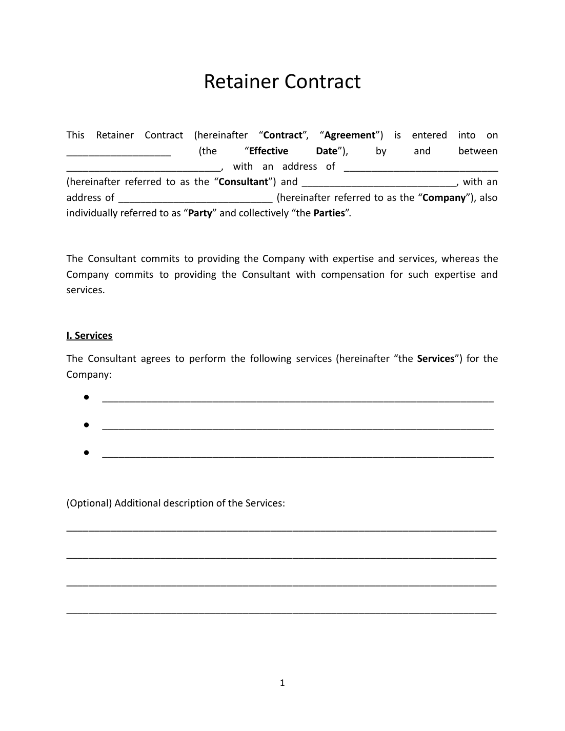 Retainer Agreement Template preview