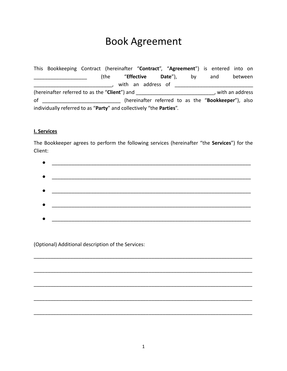 Bookkeeping Agreement Template preview