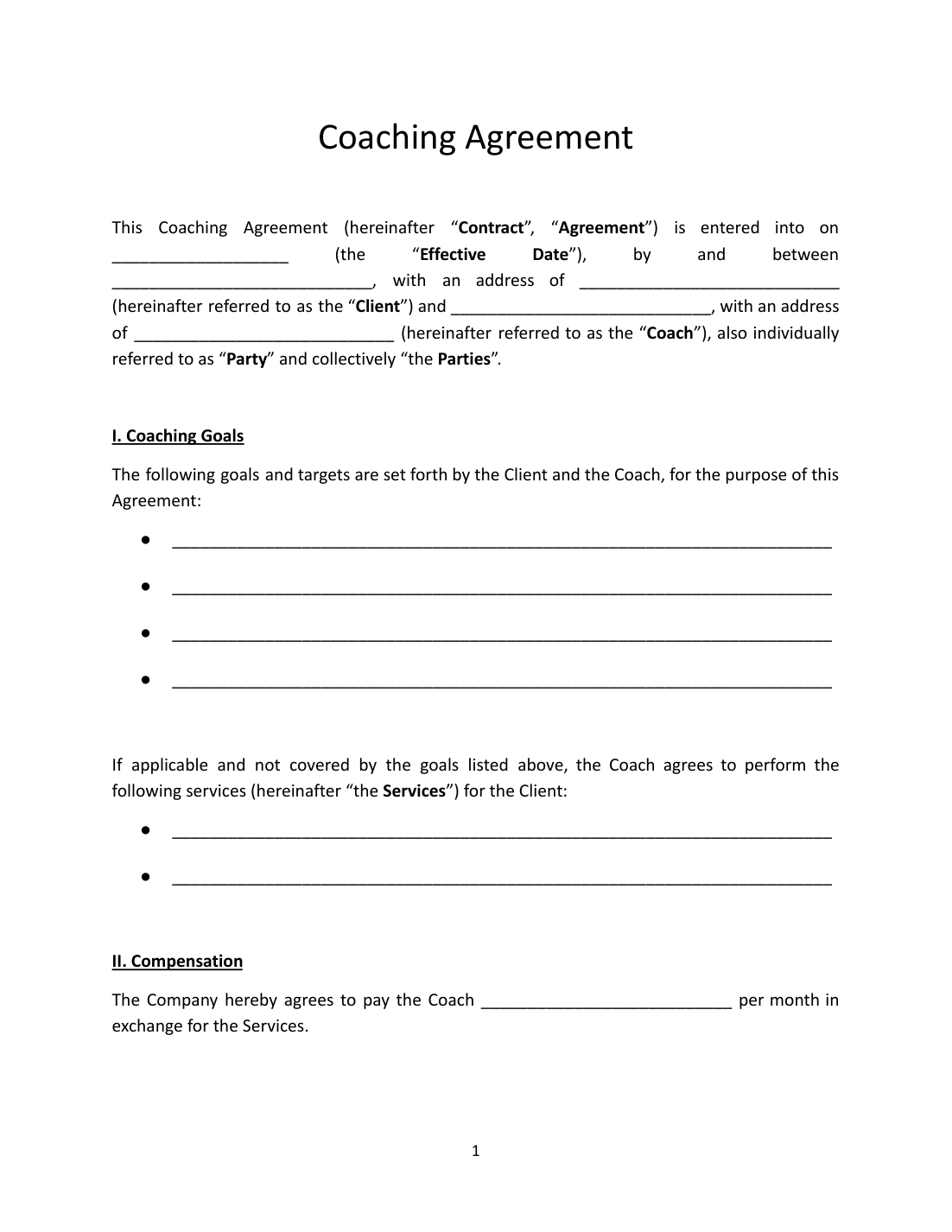 Coaching Agreement Template preview