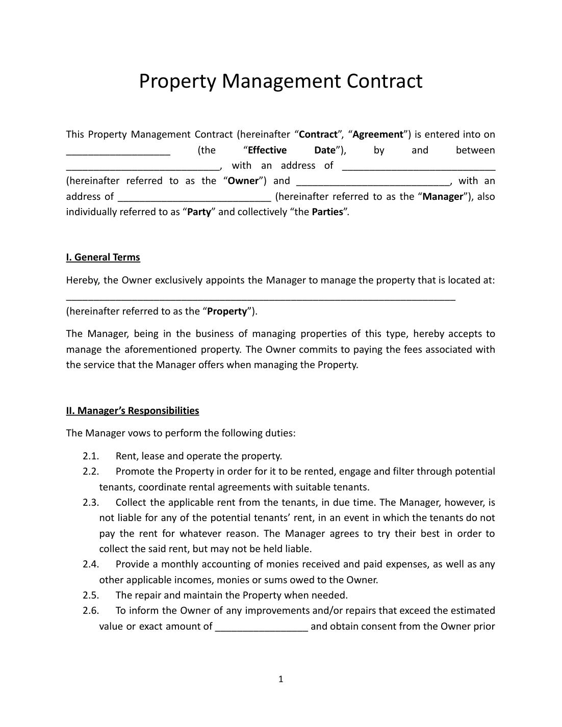 Canada: Property Management Contract Template preview
